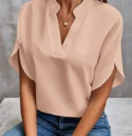 Summer Short-sleeved Chiffon Shirt New V-neck Shirt Women's Casual Versatile Clothing