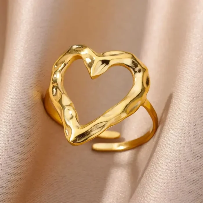Retro Love Adjustable Stainless Steel Ring - Image 1
